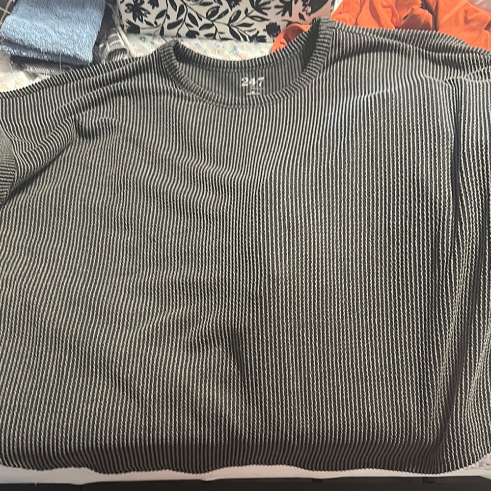 Maurices Black and White Striped Sweatshirt